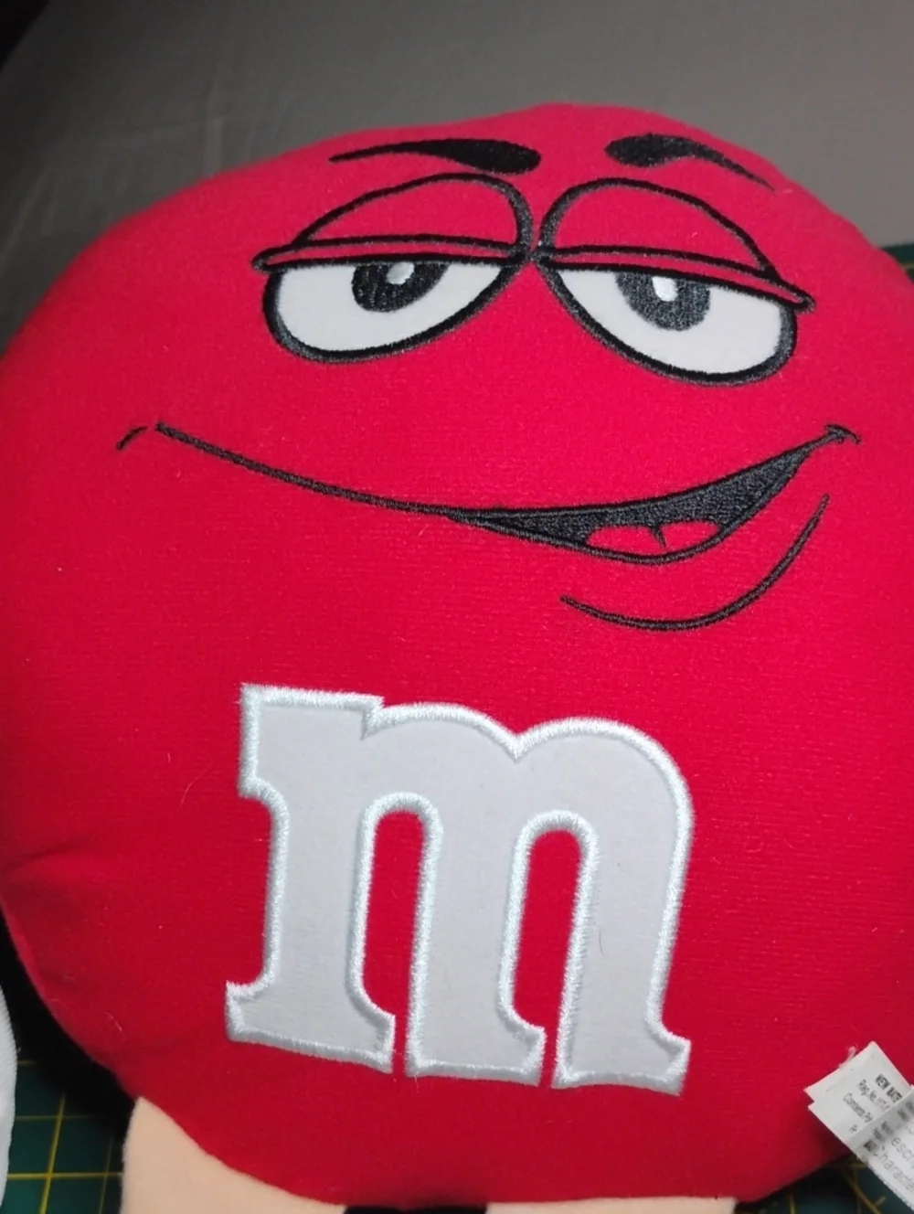 M&M'S Red Character Plush Pillow with White 'm' Logo